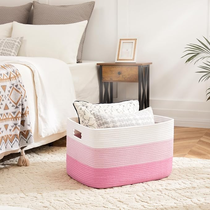 Artfeel Blanket Basket, Rectangle Woven Baskets - Image 2