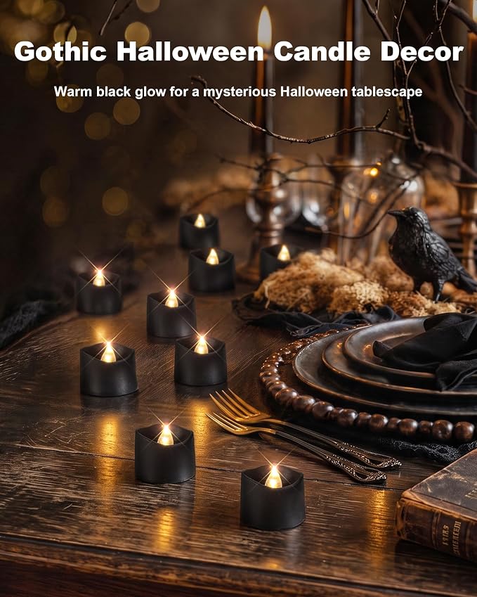 Homemory 50-Pack Black Flameless Battery Tea Light Candles, 200+ Hours | - Image 4