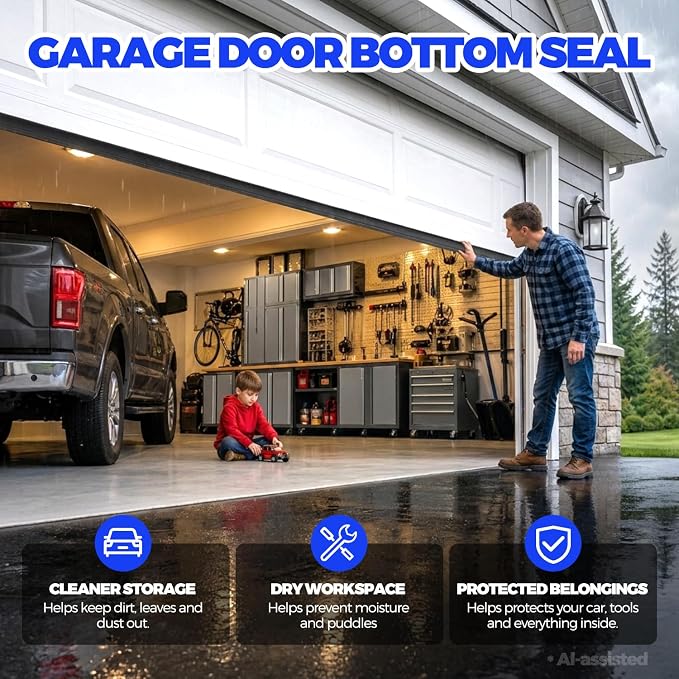 Holikme Garage Door Bottom Seal, EPDM Rubber Weather Stripping 12.5Ft Black | - Image 7