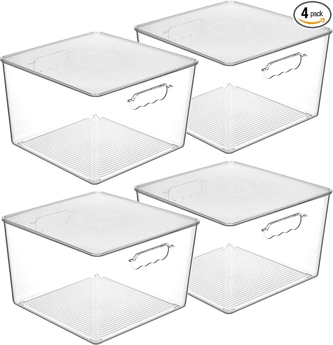 Vtopmart 4 Pack Extra Large Clear Stackable Storage Bins by Vtopmart