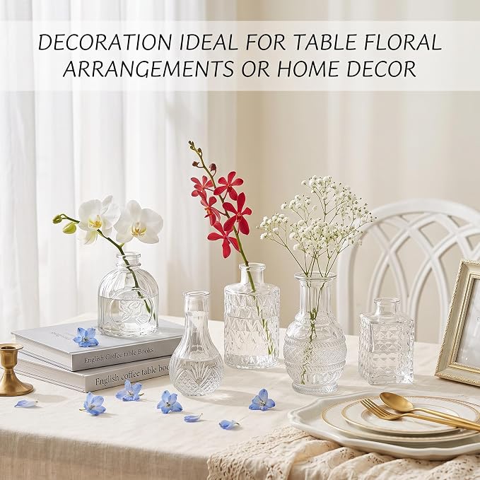Clear Glass Bud Vase Set of 12 Pcs, Small Bud Vases in Bulk, Glass Crystal - Image 6