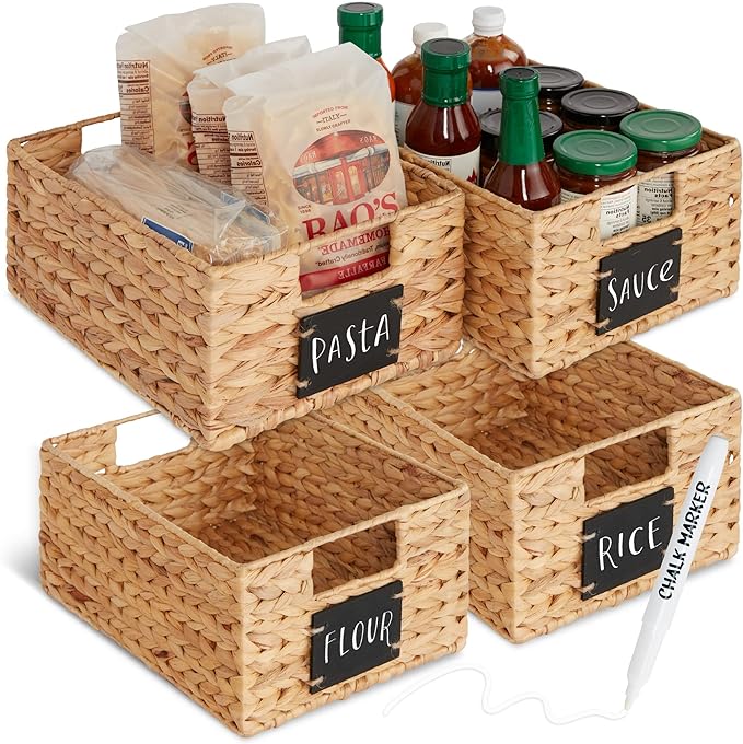 Best Choice Products Set of 4 9x12in Water Hyacinth Pantry Baskets, Woven by Unknown