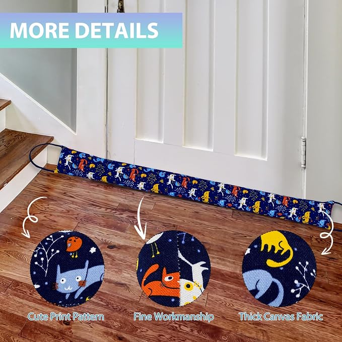 Weighted Door Draft Stopper, 2 Pack 48 Inch Under Door Blocker, Bottom of Door - Image 5