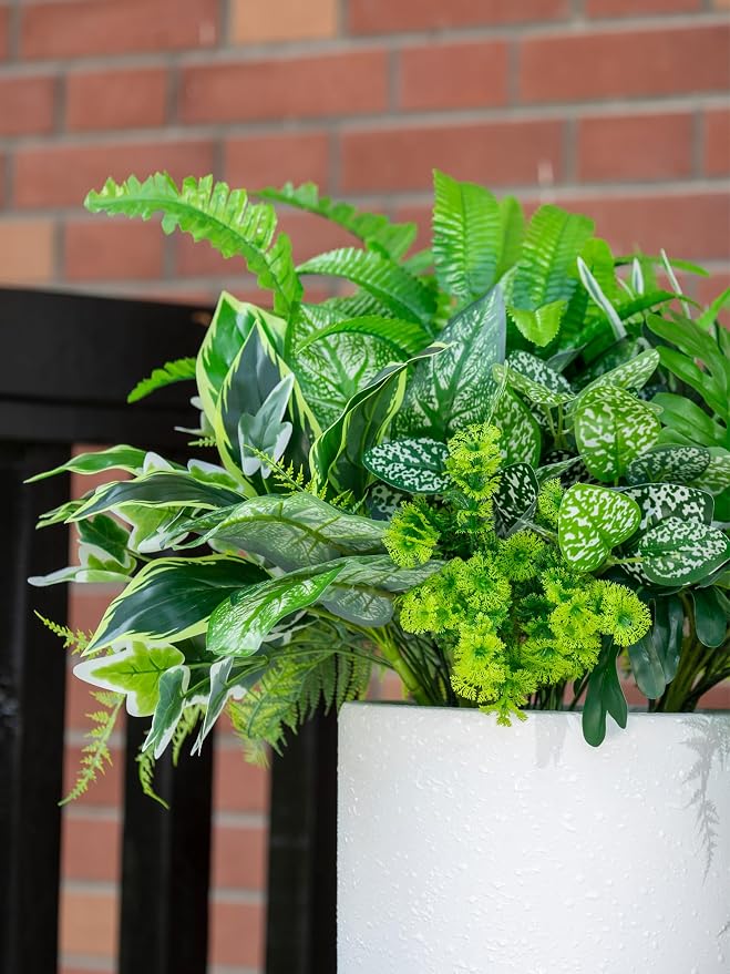 14PCS Artificial Plants Outdoor, Faux Fern Flower Greenery Stem - Image 8