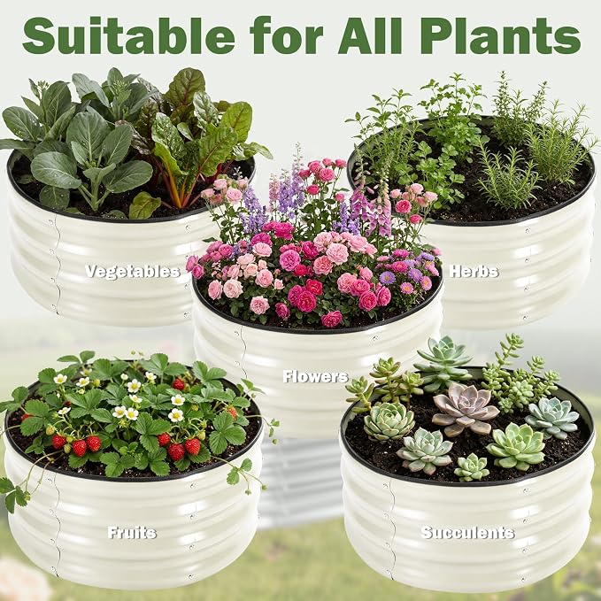 3 PCS Round Raised Garden Bed 2x2x1 ft, Metal Outdoor Planter Box Kit - Image 8