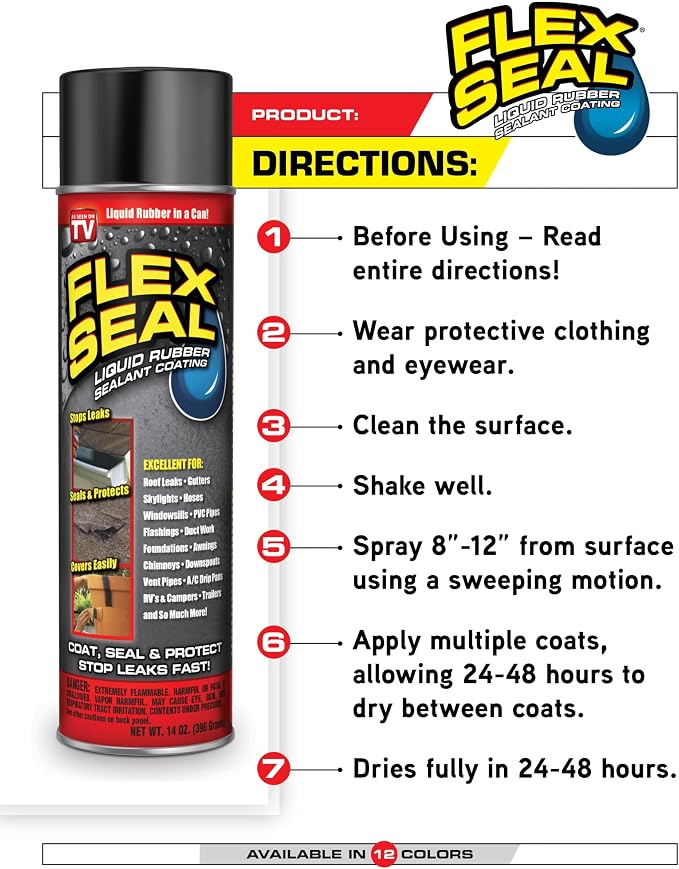 Flex Seal, 14 oz, Stop Leaks Instantly, Waterproof Rubber Spray On Sealant - Image 8