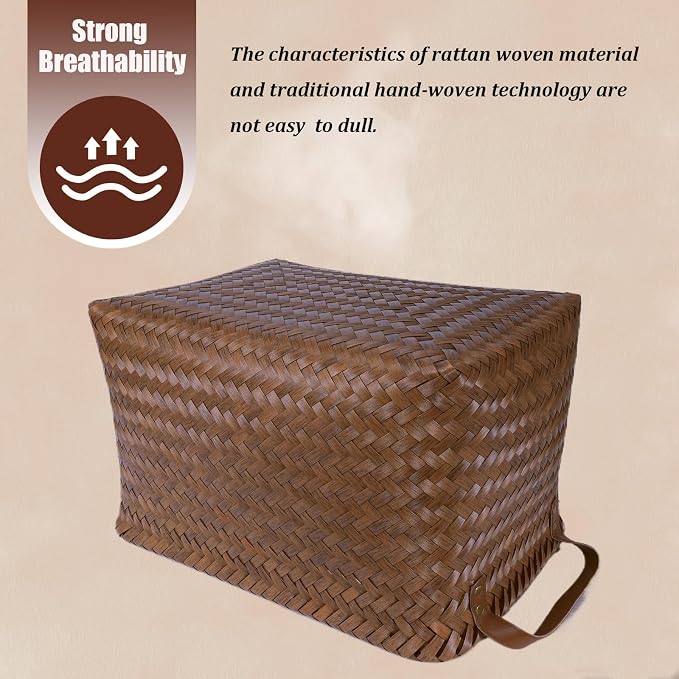 BROWNLILY Handwoven Clothes Basket Laundry Hampers Large Wicker Storage Baskets - Image 3