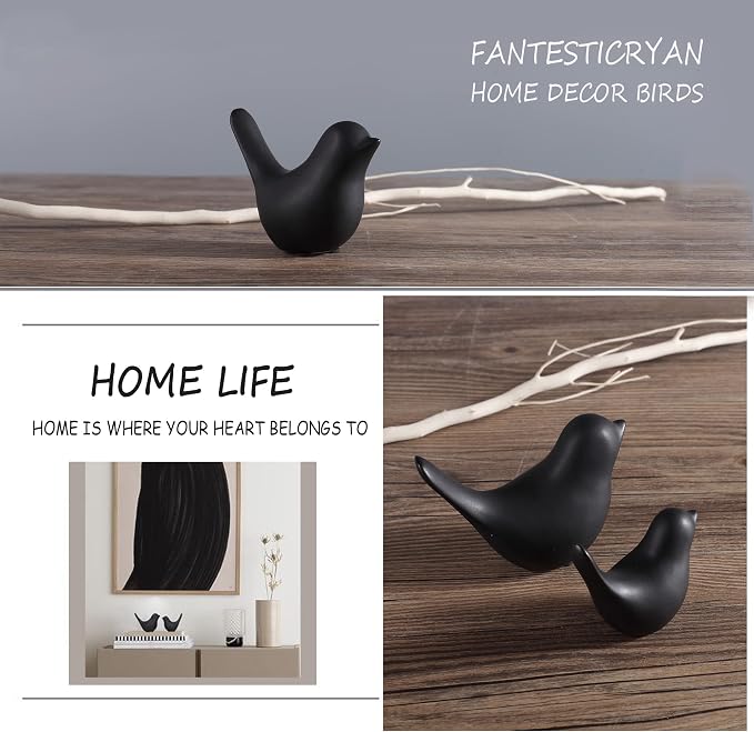 FANTESTICRYAN Small Birds Statues Home Decor, Modern Style, S&L | Ceramic - Image 3