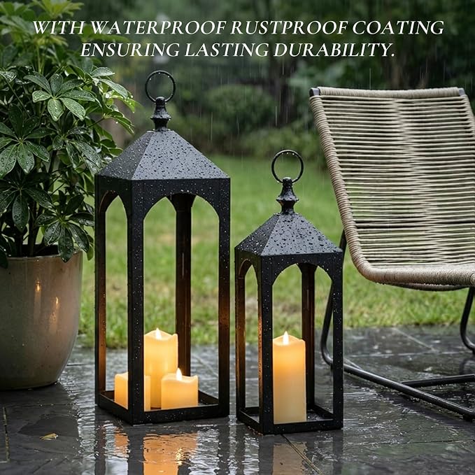 24" & 17" Large Outdoor Floor Lantern, - Image 4