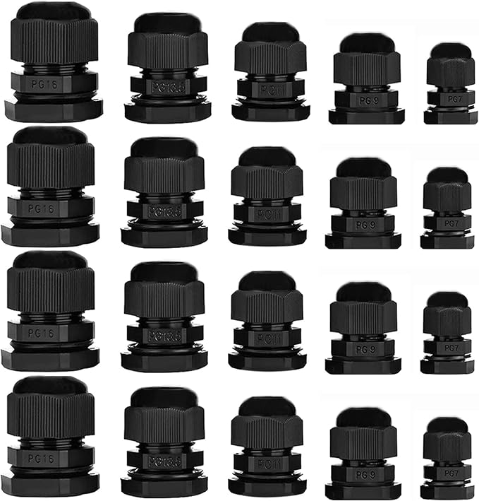 20pcs Cable Gland Waterproof Adjustable 3-13mm Cable Connectors PG7 PG9 PG11 by monochef
