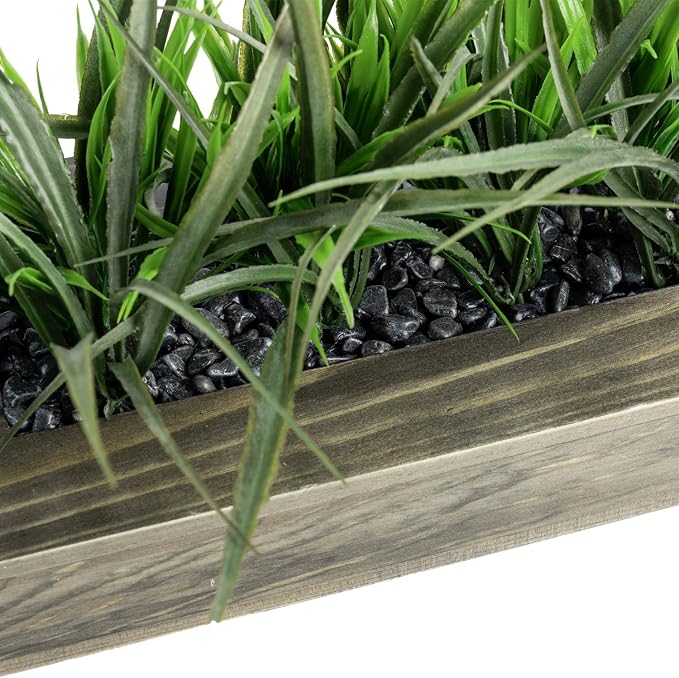 MyGift Large Artificial Green Grass Plants Potted in 14 Inch Vintage Weathered - Image 6