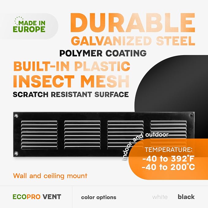 16 x 4 Inch Black Galvanized Steel Return Air Register Vent Cover, AC Vent Cover - Image 3