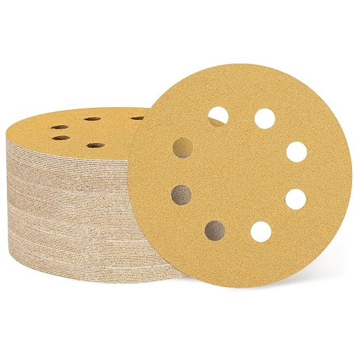 HARFINGTON 150Pcs 5Inch Sanding Discs 100Grit Yellow Aluminum Oxide 8 Hole | by HARFINGTON