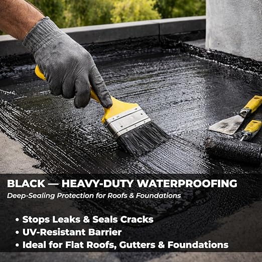 Black Liquid Rubber Waterproof Coating, 1 Quart | Industrial Grade Foundation & - Image 4