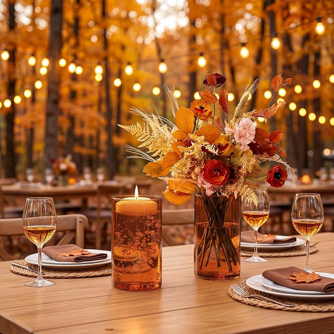 12pcs 6 Inch Amber Glass Cylinder Vases - Image 4