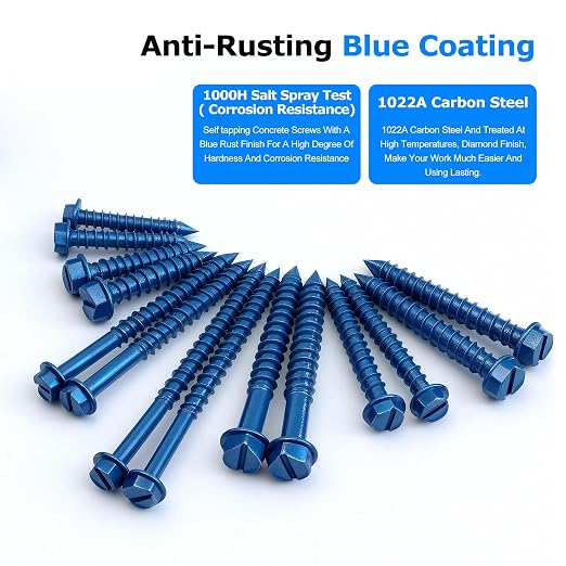 200PCS Concrete Screws, 3/16" 1/4" Masonry Screws - Image 2