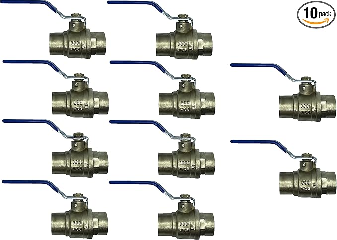 1" Sweat Solder C X C Ball Valve Full Port Water Stop Shut Off, Heavy Duty by EZ-FLUIDPlumbingProducts