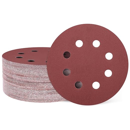 HARFINGTON 50 Pcs 5 Inch Sanding Discs 400 Grit Red Aluminum Oxide 8 Hole | by HARFINGTON