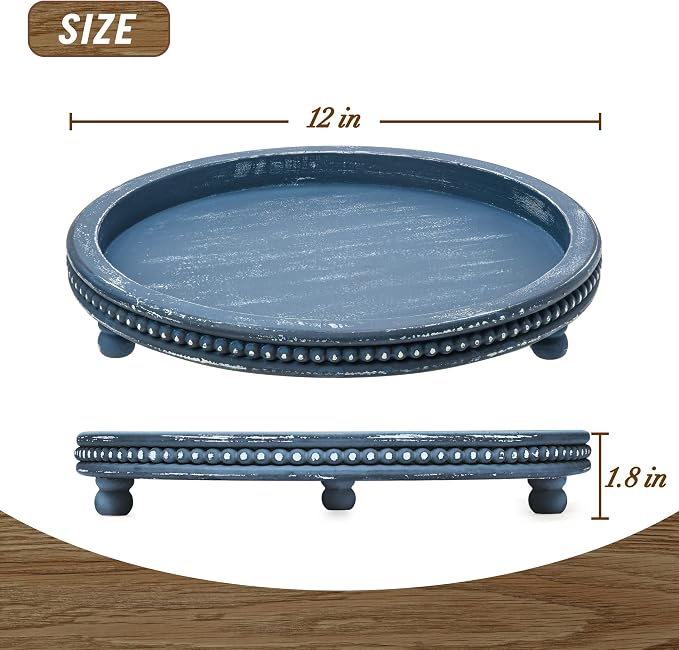Handmade 12 Inch Decorative Tray, Small Beaded Tray Coffee Table Decor - Image 3