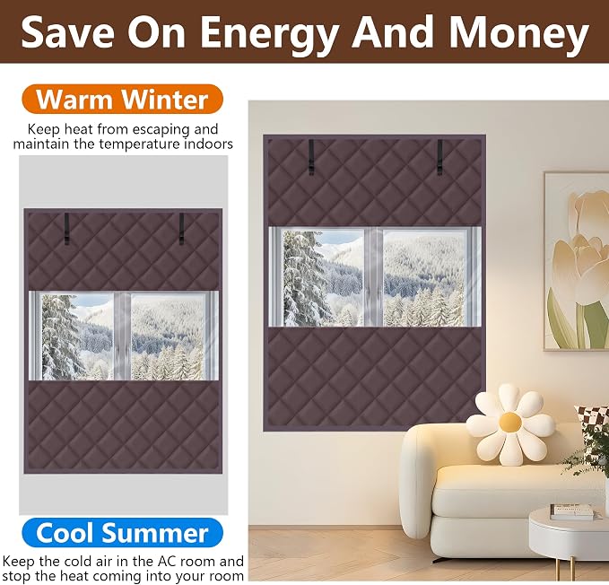 3-Layer Visible Winter Insulated Window Cover, Window Insulation Kit | 63" x - Image 5