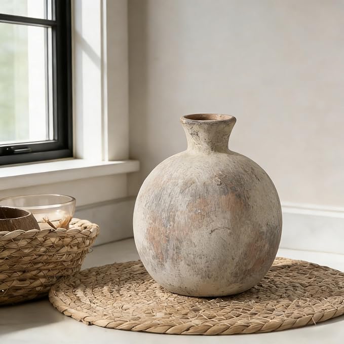 6.38" Ceramic Vase for Home Decor, Decorative Terracotta Farmhouse Rustic Vases - Image 6
