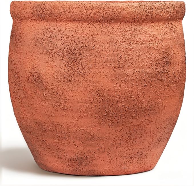 12" Dia Fiberstone Planter – Distressed Terracotta Flower Pot by HaispringArtificialTree
