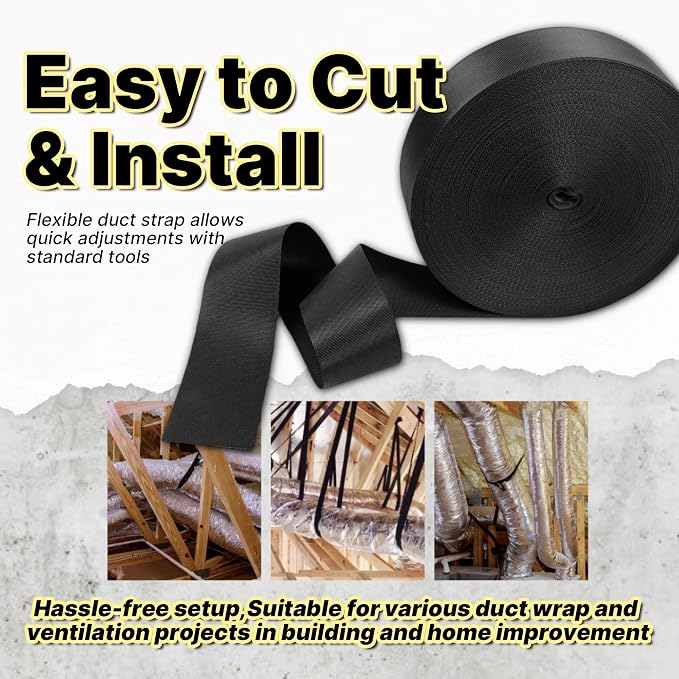 Heavy Duty Duct Strap – 1.95 in x 49 ft Black Nylon Strapping - Image 7