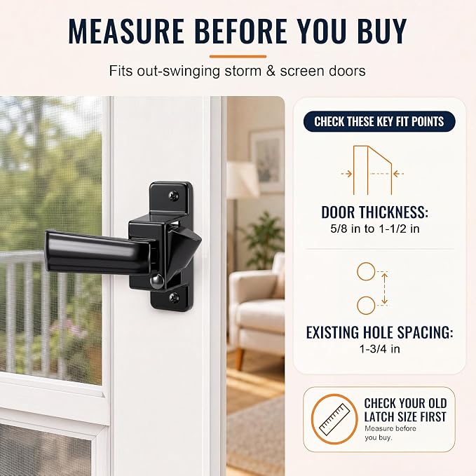 Replacement Screen Door Latch for Non-Spring Loaded Strike, Interior Latch for - Image 4