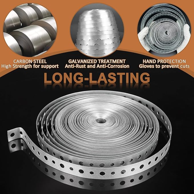 Galvanized Metal Pipe Strap 3/4-Inch x 10-Feet 27-Gauge - Image 3