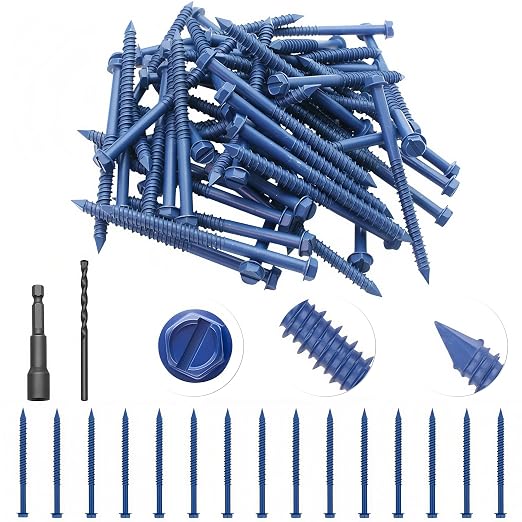 60Pcs 1/4" x 3-1/4” Concrete Screws by Unknown
