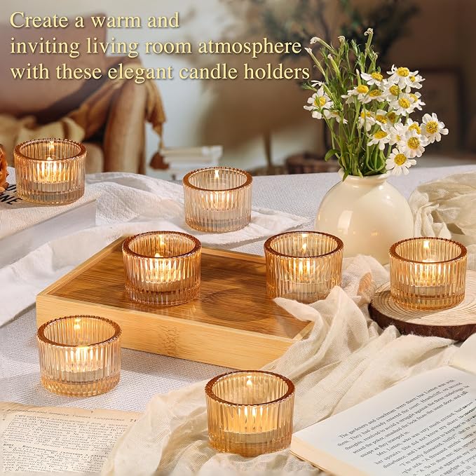 12 Pack Tealight Gold Candle Holders, Votive Tea Light Candle Holder | Table - Image 4