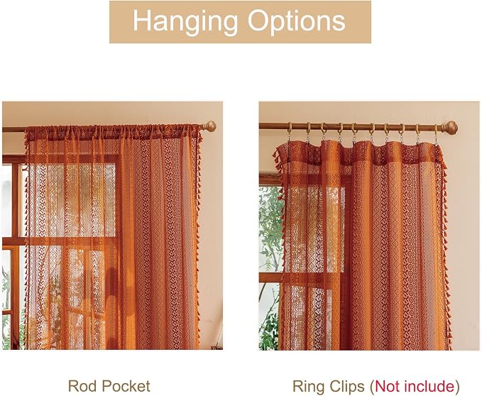 Sutuo Home Boho Sheer Curtains 63 Inch Length - Image 5