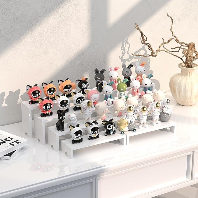 4 Set White Wood Tiered Riser Display Stands - Image 4