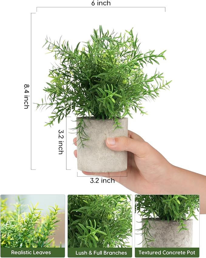 Velener 2Pcs Artificial Potted Rosemary Plants- Rustic Farmhouse Fake Shrubs - Image 2
