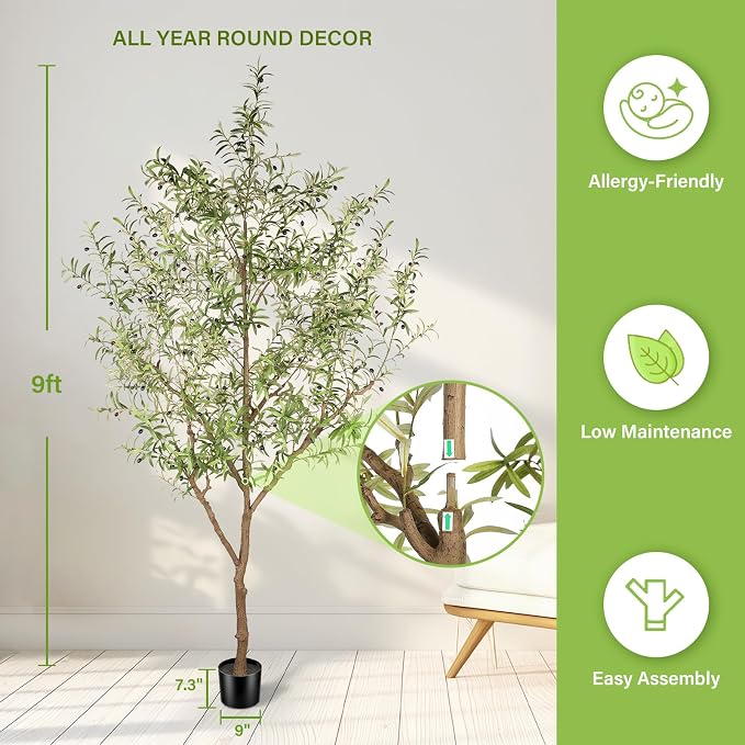 FEELEAD Faux Olive Tree 9ft - Image 4