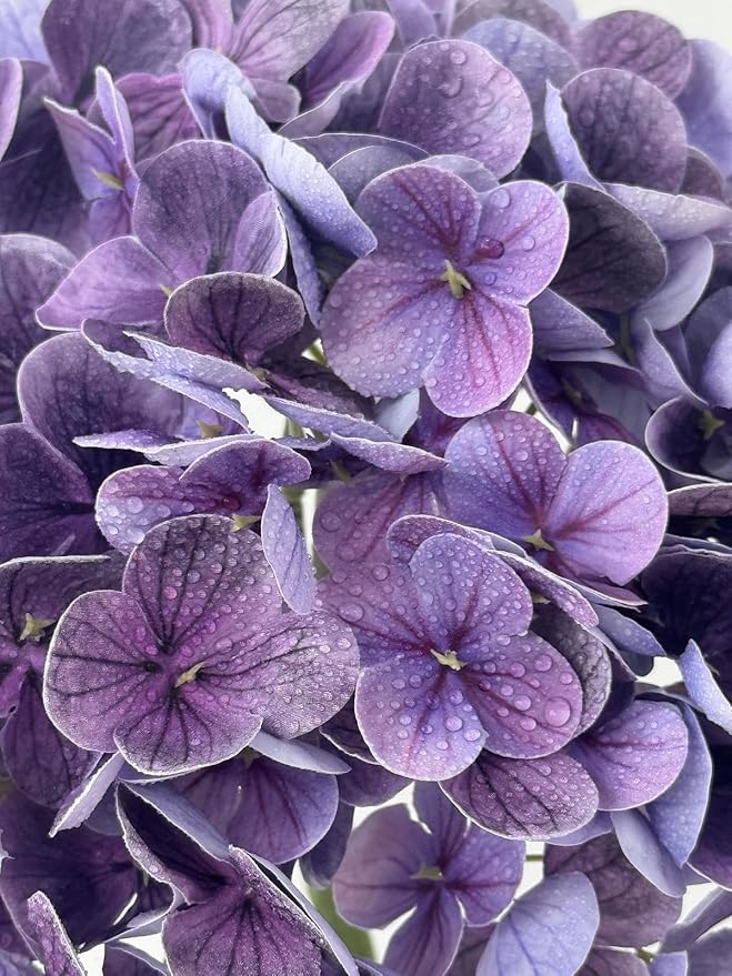 YalzoneMet 3 PCS Dark/Black Purple Hydrangea Artificial Flowers 21'' Real Touch - Image 2