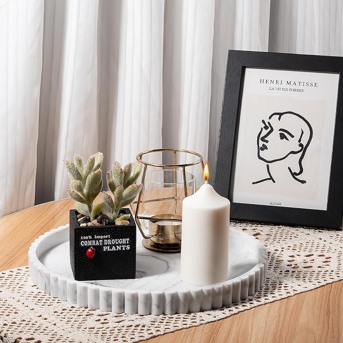 Round Bathroom Tray Perfume Organizer Coffee Table Decor, Heat-Resistant - Image 6