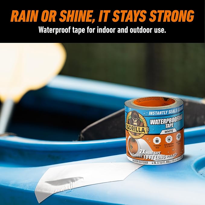 GORILLA Waterproofing Tape, Permanent Seal, UV-Resistant Backing, Bonds Vinyl - Image 5
