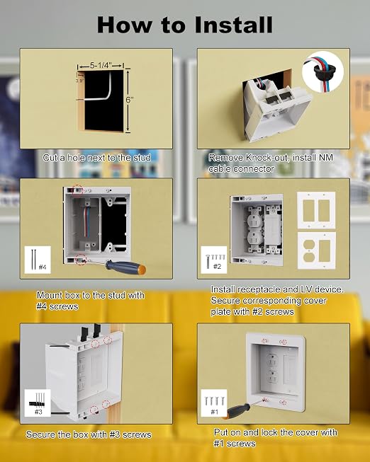2-Gang Recessed Outlet Box, Recessed Electrical Box - Image 3