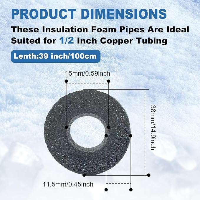 Foam Pipe Insulation Covers, 1/2" Water Pipe Freeze Protection | 24PCS Foam - Image 6