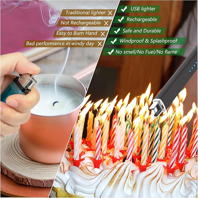 Lighter Electric Candle Lighter Long Electronic Rechargeable USB Arc Windproof - Image 4