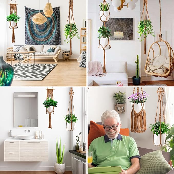 SFENNGPET Macrame Plant Hangers, handmade macromay plant hangers, indoor flower - Image 5