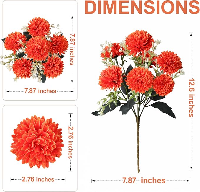 Artificial Mums for Outdoors Fall Flowers Artificial for Decoration, 12 Bundles - Image 7