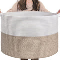INDRESSME XXXLarge Woven Rope Blanket Basket Living Room Light Brown, 90L | by INDRESSME