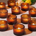 24 Pack Amber Tealight Candle Holders, Glass Votive Candle Holders | Fall by LOVELIGHTLOVELIFE