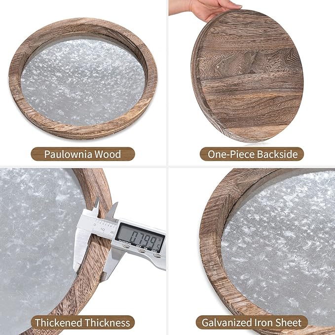 Hanobe Round Wood Candle Holder Trays, Coffee Table Decor - Image 5