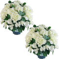 Artificial Hydrangea Bush – 20 Inch Potted Faux Hydrangea Plant, UV Resistant by QIANYUN