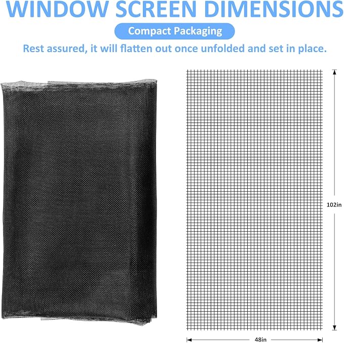 48"x102" Window Screen Mesh, Fiberglass Window Screen, Screen Door Mesh - Image 2