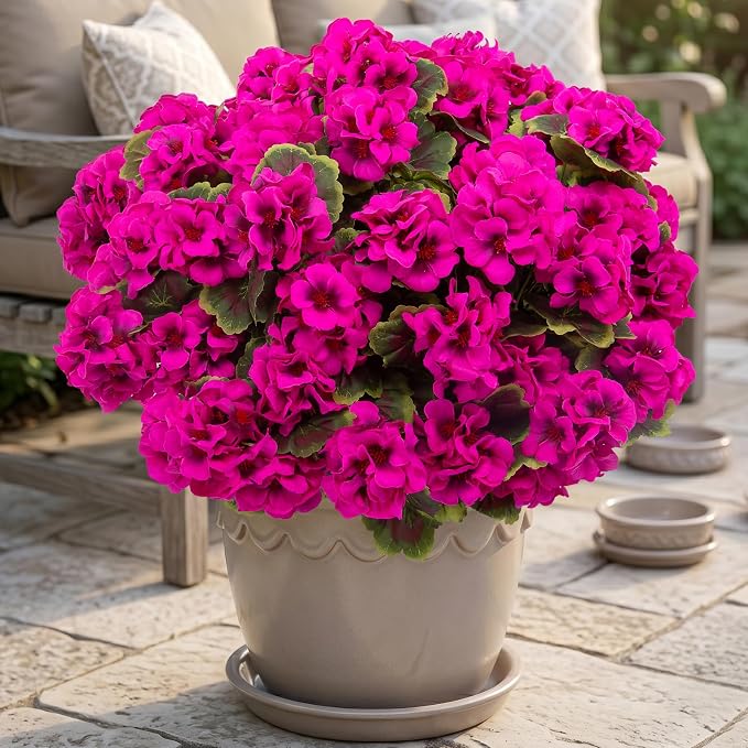 lovemoon 16 Pcs Artificial Geranium Plant Realistic Silk Flowers - Image 8