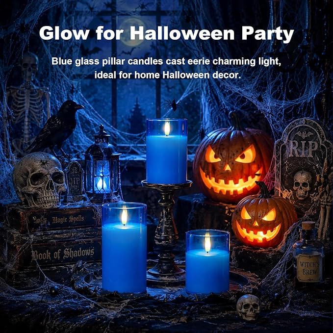 Amagic Blue Glass Flameless LED Candles Battery Operated - Image 2